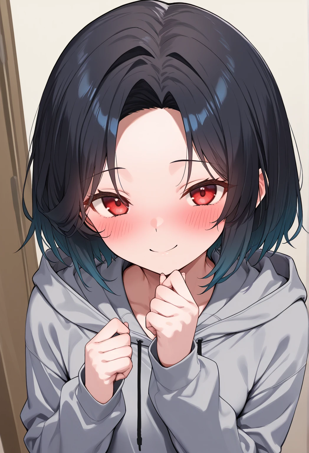 One girl,Throb、nail,　put your hand on your face,（（（Black Hair,short hair）））、Red eyes,(blush:1.1),choker,Waist,trembling,Sweat,Sweatdrop,(Speed Line:1.1),Medium chest, ((Heavy breathing:1.3)),,Crop top, Troubled face, smile、【Ahegao】、（（Quite cross-eyed、Mouth slightly open））、Drooling、Upper Body、Face close up、Pleasant face、Being drunk、かなりSweat、Wet、Pretty clear image、８K、high resolution、A little transparent、Water is splashing on it、Transparency

