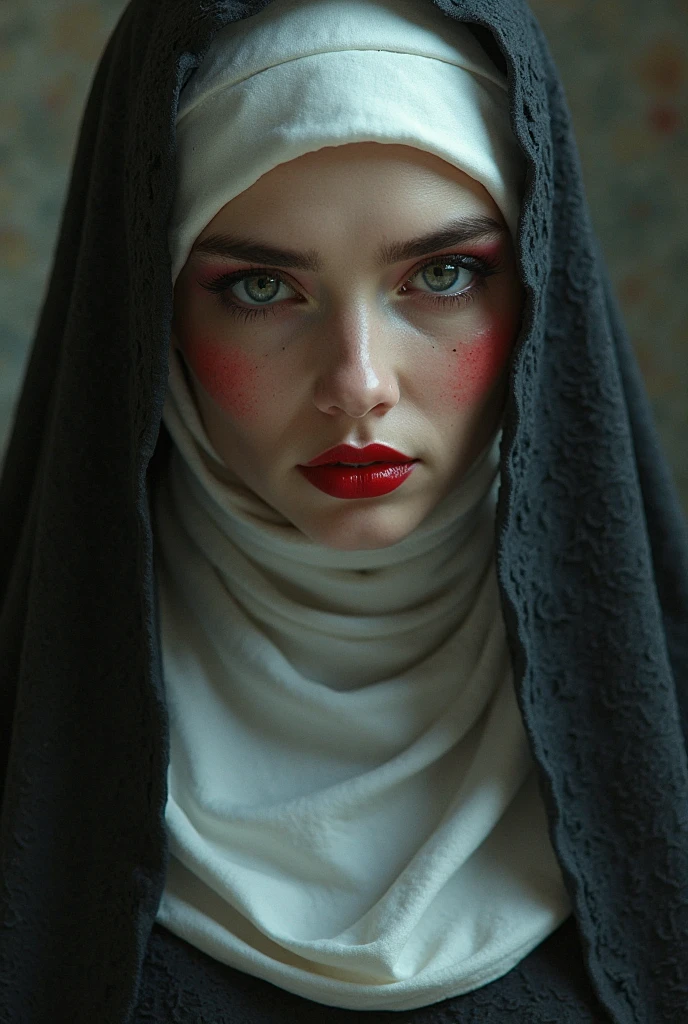 masterpiece:1.2, best quality), realistic, (real picture, intricate details, depth of field), (1girl, solo), make up, parted lips, highly-detailed, perfect face, (huge breasts:1.4), (skindentation), thick thighs, wide hips, small waist, tall, glossy coral lips, red hairs, red eyes, ponytail, (A girl playing volleyball, white volleyball uniform), (sweating:1.2), (wet), sexy, blushing,