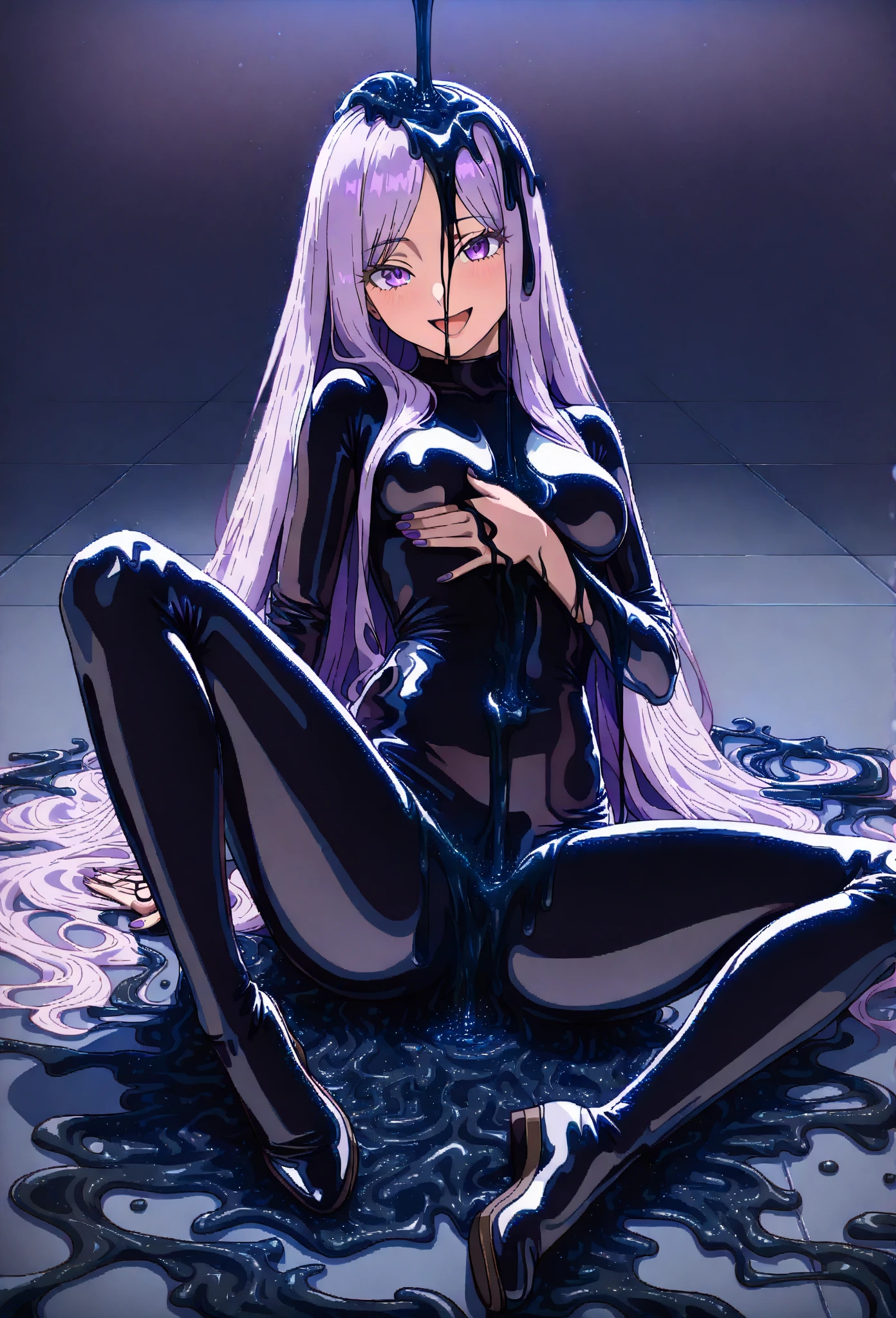 extremely beautiful and cute girl,solo,loli face,flat chest,(extremely detailed face and eyes),high detailed eyes and pupils, beautiful combat bodysuit,symbol-shaped pupils, rainbow highlights