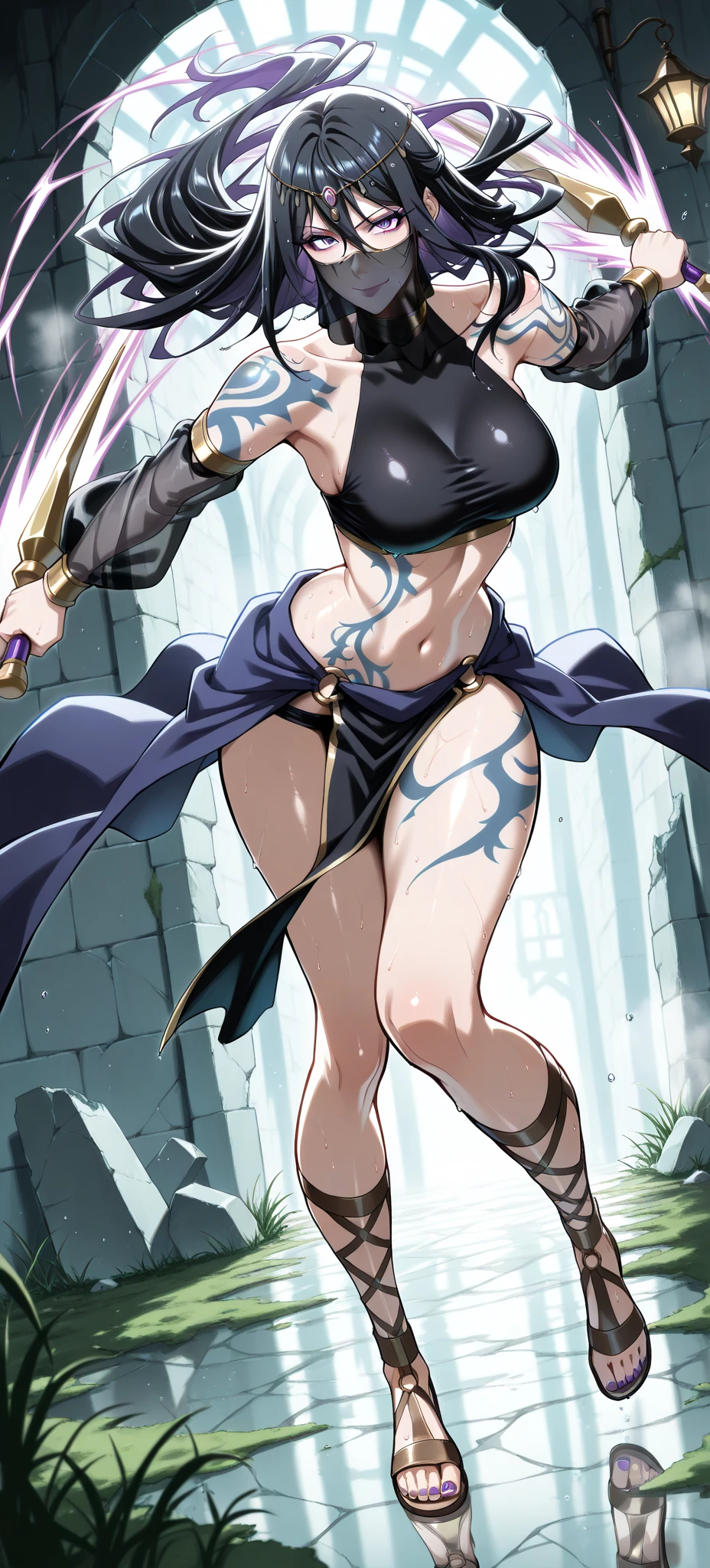 Highest quality、Battle of Despair 1:8、Beautiful woman with very long purple hair、White Armor(Exposing breasts、Off the shoulder、Sleeveless、No elbow pads、belly button、High Leg、Exposed thighs)、White Armorのブーツ、Tears overflow、Frightened expression、scream、run away、Attacked by mutants 1:5、Many violent mutants 1:5、Mutant Holding Arms、Mutant attacks from behind、Mutant grabs leg、Mutant Swarm 1:5、darkness、Different world、Dark fantasy、hell