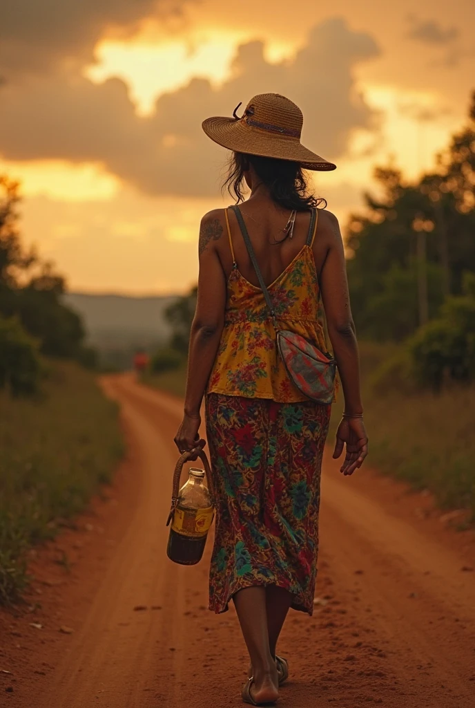 Create a girl carrying a bucket in each hand, she does not stand but walks.