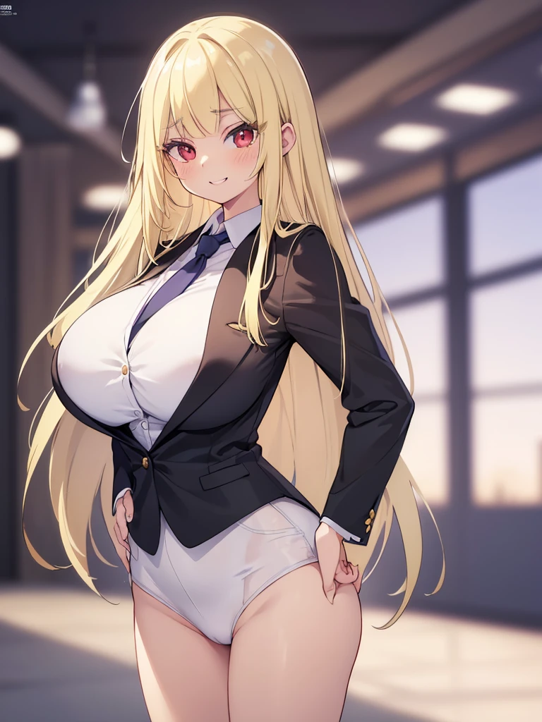Anime girl in a business suit, blonde anime girl with long hair, Enchanting anime girl, (SFW) Safe at Work, In a strict suit, Dressed in a strict suit, Naughty anime style, anime waifu, Attractive anime girl, I also make fan art, Smooth anime CG art, chic, On pixiv, 