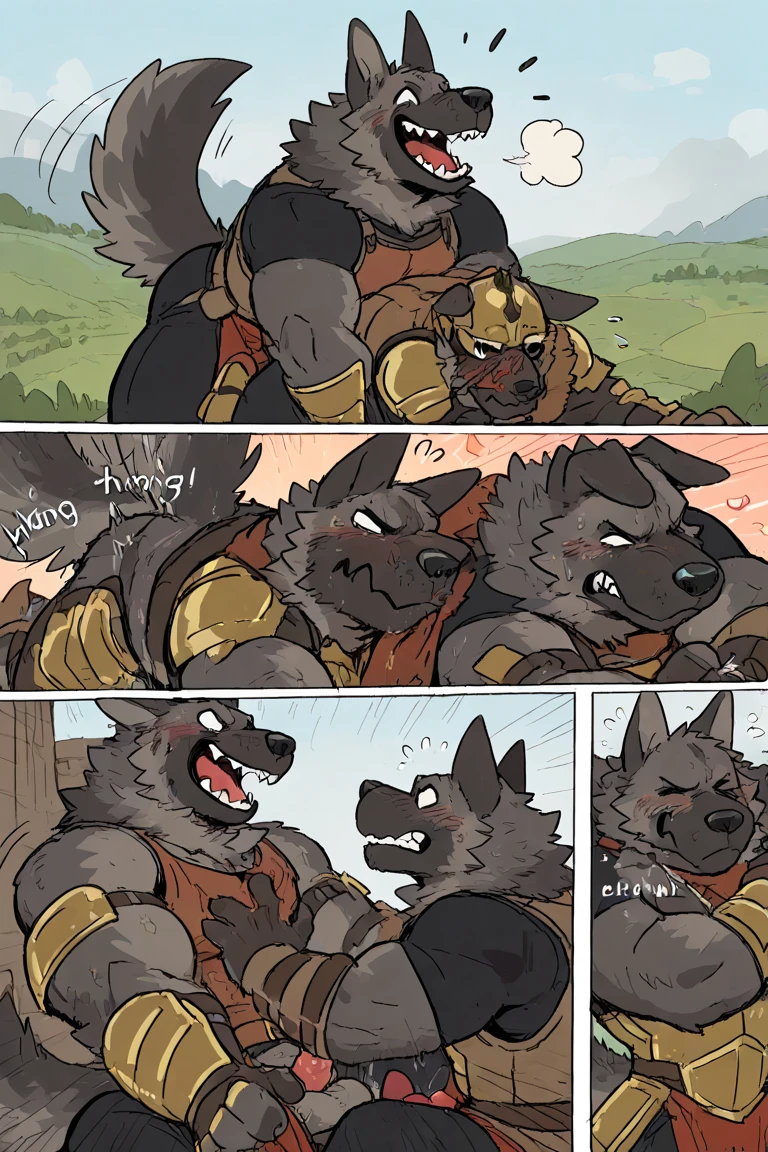 Couple of Sexy young anthro furry wolfes male mercenary medieval soliders, they has gay sex in chair position fromstand and carry position, cum cumshoot, dick erection,dick iside anus asshole, dick erection through jockstrap, cumshoot on chest, orgasm, panting, blushing, sweaty, kissing, one hold another against rock and press him to rock fucking his anus asshole, messy gay sex, orgasm panting moan, slim endomorph muscular, anthro handsome gay shorter muzzle, handsome gay model male apperance, sword scars, worn out leather skimpy armament, low on hips heavy leather belt, studded skimpy armlets breastplate armor, skimpy breastplate, leather bondages, fingerless leather gloves, smelly unwashed furr, dirty body look, desert cave, close view of full character