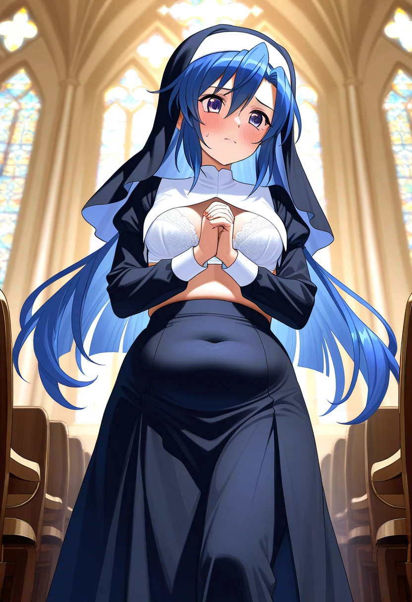 a father (he had been brainwashing by his second son,crossdressing,Sex with his second son every day, wear sexy Wedding lingerie,bride of his second son,have one's first night,,swear live as the wife of his second son for life) ,an empty abandoned church,in front of the confessional table