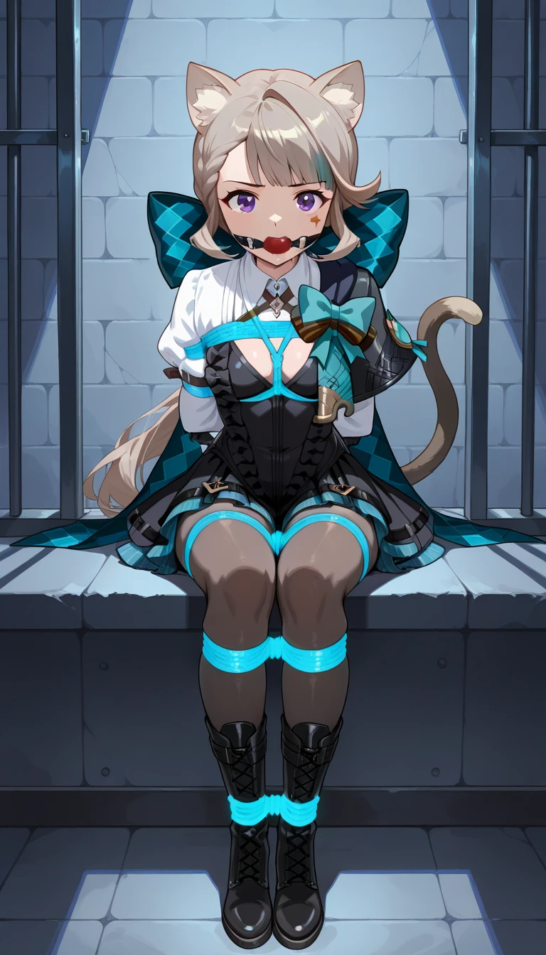 (masterpiece),best quality, expressive eyes, perfect face, 1girl, ((catgirl))
big breast, H-cup, good breast, beautiful, gorgeous ,large breast, sitting on a desk, medium shot, indoors, magician office, cleavage, white sleeves, Turquoise bow, black school skirt, bow, feminine, blushing
lynette "Genshin_Impact"