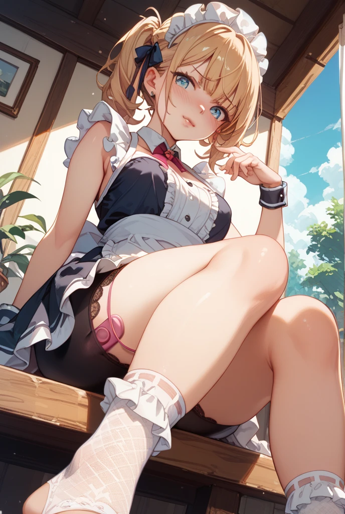 masterpiece, best quality, highly detailed background, perfect lighting, best quality, (extremely detailed face), volumetric lighting, intricate details, shadow, tonemapping, sharp focus, hyper detailed, trending on Artstation, (solo) ((Looking at the viewer)) .Girl with short blond hair. Brown eyes. curvy. Blush, Clear skin. Big bust.((Gothic dressed)). ((Sitting in the park reading)) ((Legs open)) ((white underwear)) ((wet vagina)) ((legs open showing vagina))