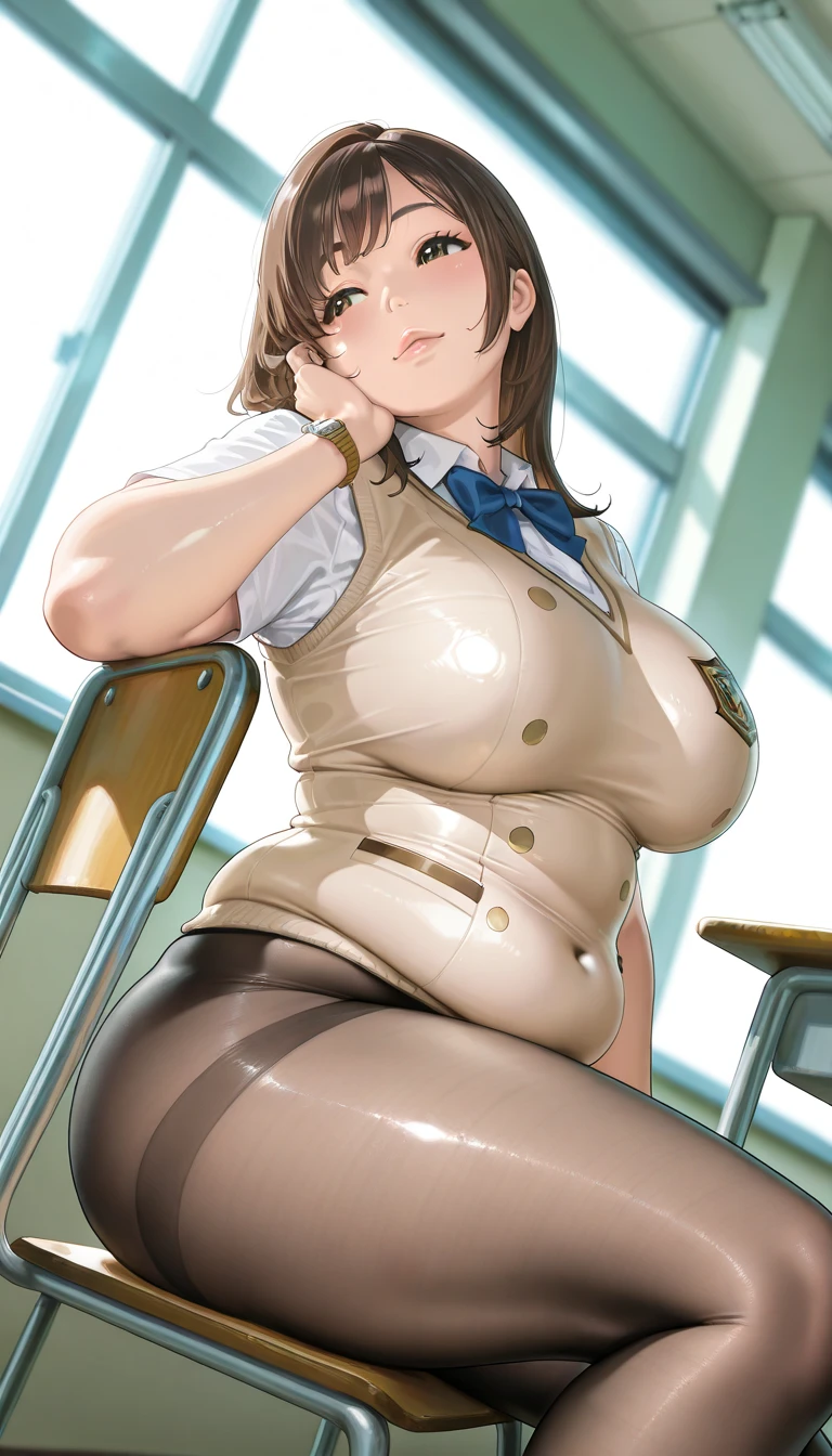 (8k,Photorealistic, masutepiece, Best Quality, Raw photo:1.3)、1girl in, 18years old,Solo,school girl, Long hair, Brown hair, Detailed beautiful face, alluring face, (Detailed beautiful brown eyes:1.2), medium breasts,(underboob:1.0),(coverd nipples:0.99),(loos sailer uniform :1.35), ( Perfect body skinny beauty: 1.4),(from Directly below,ceiling:0.5),(looking down at viewe:0.5),(face focus,POV:1.98),(arms behind back:0.0),(sit astride,girl on top,on men's body:1.8),SFW、top-quality、Full limbs、complete fingers、1 beautiful woman,mole under eye、、sweat、Slender beauty、straight haired、Brown hair、(( Leotard))、(Perfect body very skinny beauty,slim legs:1.7)、cleavage、White pantyhose、hospitals、Hospital Room、on Patient bed、vulgarity、spoken heart、( tan skin:1.6)、(open legs:1.5),(open mouth:1.2),fine detailed, intricate detailes, Ray tracing, depth of fields, seductive smile,