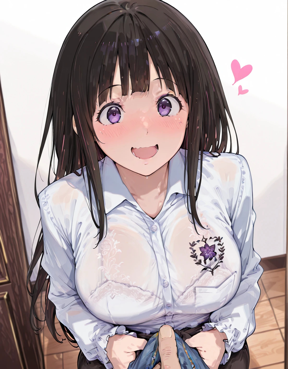Artats, Mechanical halo, Large Breasts, Black Dress, Neck ribbon, Long sleeve, Black Gloves Break
(Browsing Caution), One girl, Panties as a gift, White panties, Holding,Holding panties, Upper body break
(A shy smile:1.2), (blush:1.2), Half-close your eyes, Happy, :b BREAK Anime Style, Official Art, finest masterpiece, Highest quality, Highest Resolution, 8K, Most detailed, Perfect Anatomy, Blake in an oil painting style bedroom, Old Japanese house, Dust, Dust, Highly detailed and very beautiful 16K CG wallpaper