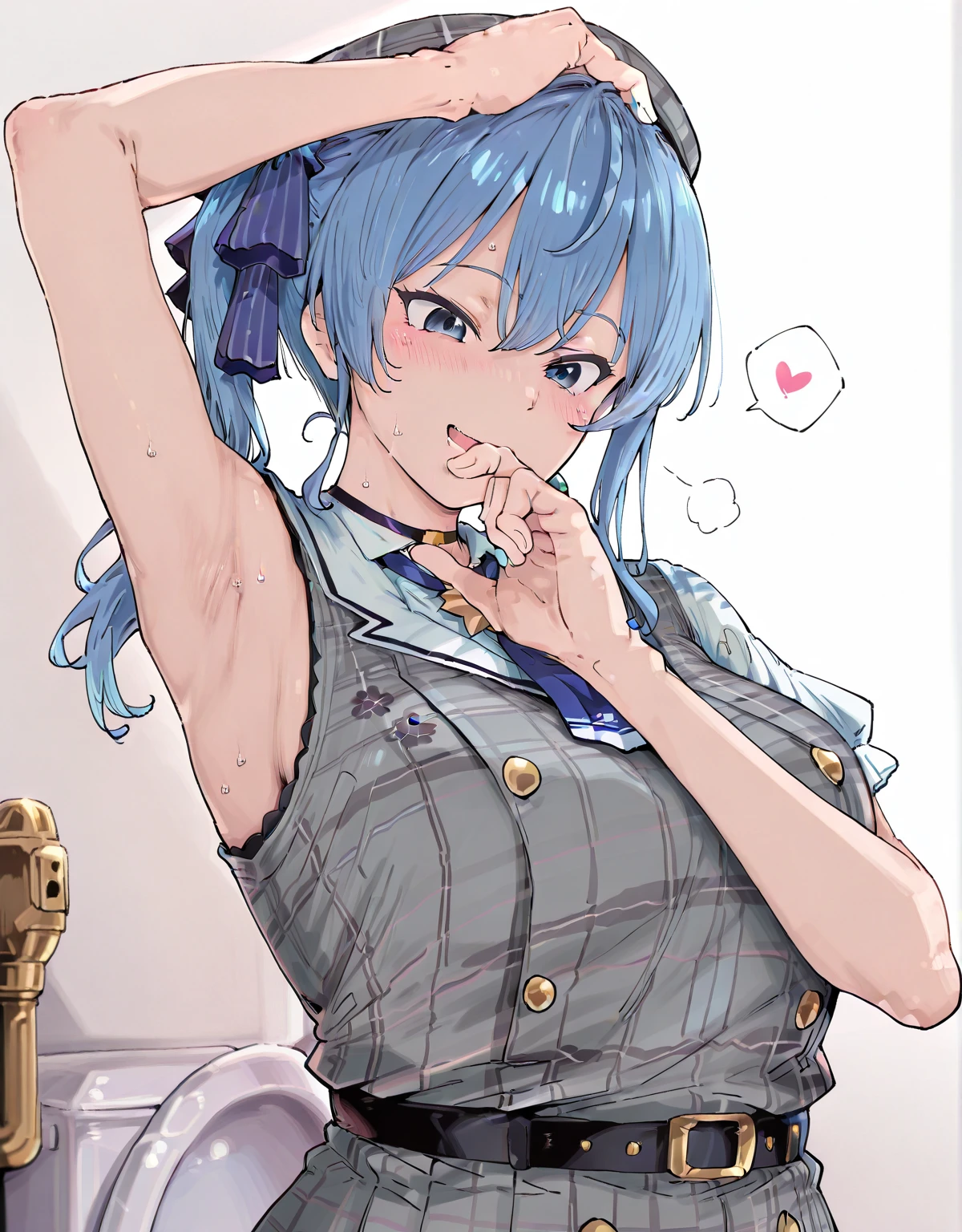 (grabbing another's hair) ,8K,highest quality,masterpiece, highest quality, High resolution, side ponytail, hoshimachi suisei,flat tits,small nipples, male, vein penis , (hair grabbing), sex from behind, doggystyle, sob, ((( crying ))), teardrops ,full body,(cum) , Drool, Vulgarity , nude,naked,