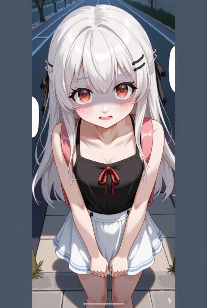 masterpiece, best quality,anime style, 1 girl,(((slender body))), (((small breast))),(((tennis uniform))),(((red tentacles bound the girl))), ((((restrained, arms behind back)))),((((cum)))), (beautiful face), (((short twintail))), (((straight hair))), ((((silver hair)))),detailed beautiful skin, (perfect hands, perfect anatomy)