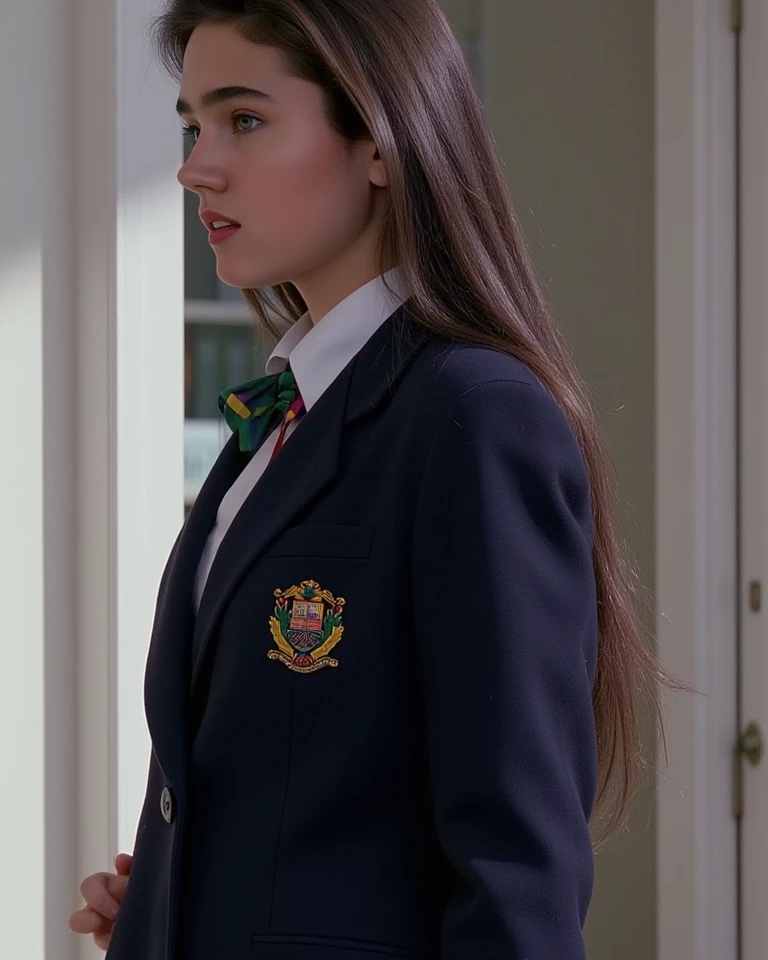 (masterpiece, best quality, official art, beautiful and aesthetic:1.2),photorealistic:1.4,extreme detailed,colorful,highest detailed,The earphones dangle from the edge of the office desk,swaying in midair.,(1girl, solo, full body:0.5),first-person view,from above,lying face down on the Office desk,Rest,sleep,maiden,hot ass giri,large breasts,wide hips,(Retro finger waves),finger waves,Deep olive green tight fitting wool jacket,a brown-green shirt,wearing (Black uniform tie),Deep Olive Green Wool Pencil Skirt,(Black high heeled knee high boots),full-body,office,Office desk,office chair,night,ass focus,top-down_bottom-up,bent_over,