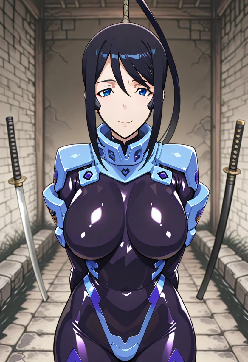 human, ((1girls)), 25 years old, Long Hair, Blue hair, black eyes, knight bikini armor, large breast M, 1m75, deserted, ((Takeda Hiromitsu style)), black cock, cock, big cock, ((POV anal)) cover your mouth, cover your mouth, shy,