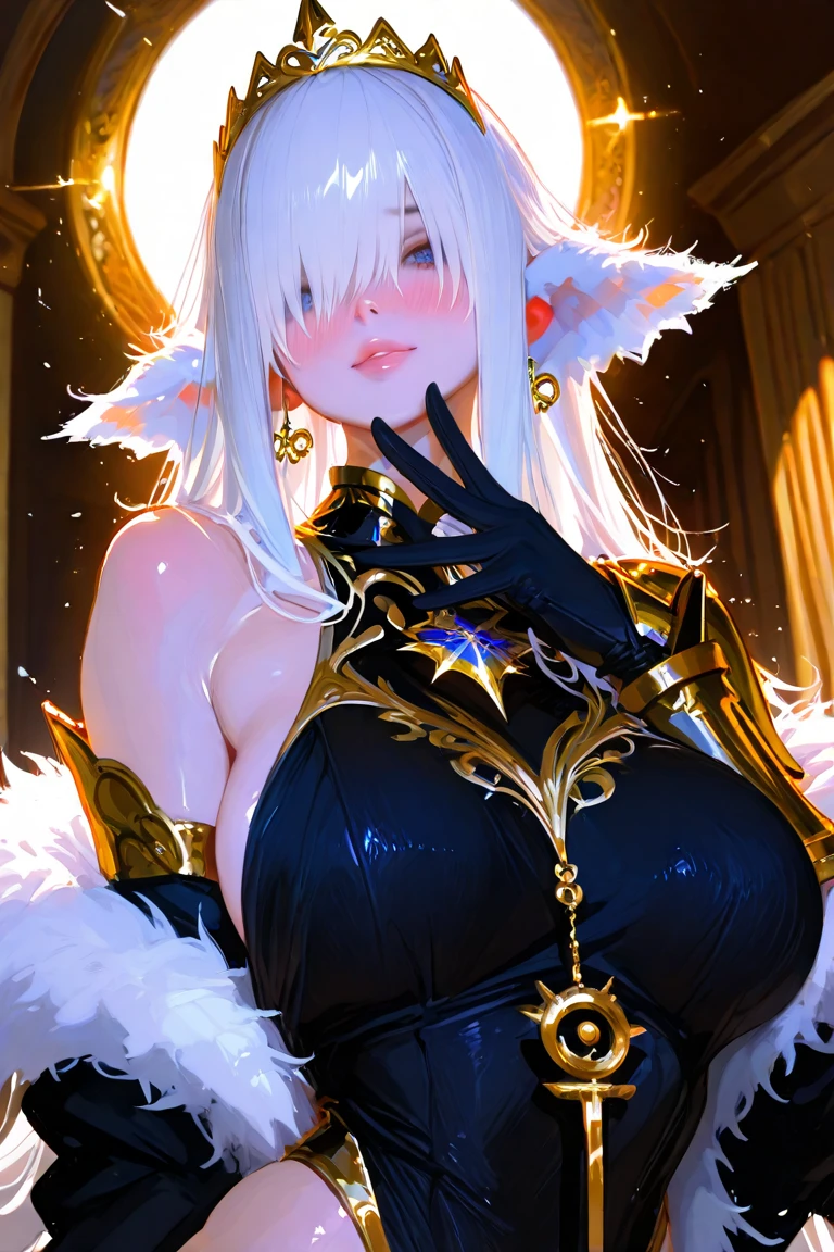 masterpiece, Raw photo,photorealism,High resolution,highest quality,High resolution, perfect composition, perfect face, perfect body, 16k,cinematic lighting,silver hair,Succubus,whip,latex,black,Charm,devilの城の背景、devil'Costume with visible collarbone、close up of face、short hair、
