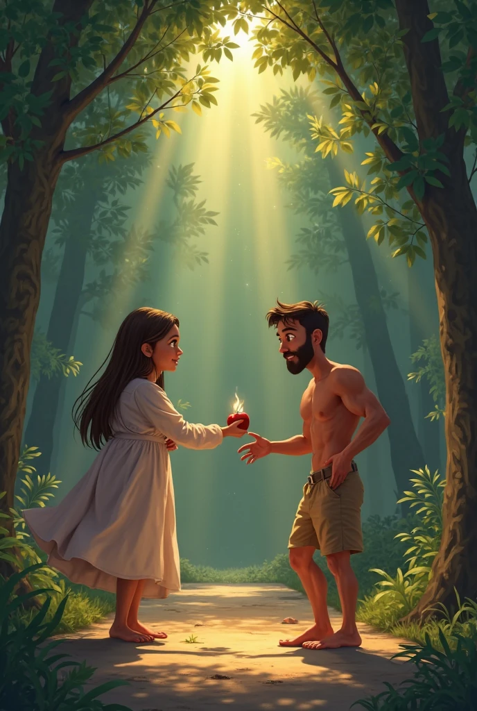 o A handsome young man in a cowshed is crouching down in the grass with both his legs slightly spread and looking in amazement. His shirt is half unbuttoned to reveal his beautiful body.  There should be a beautiful girl standing in front of him gently undressing herself.  Time is moonlit night.