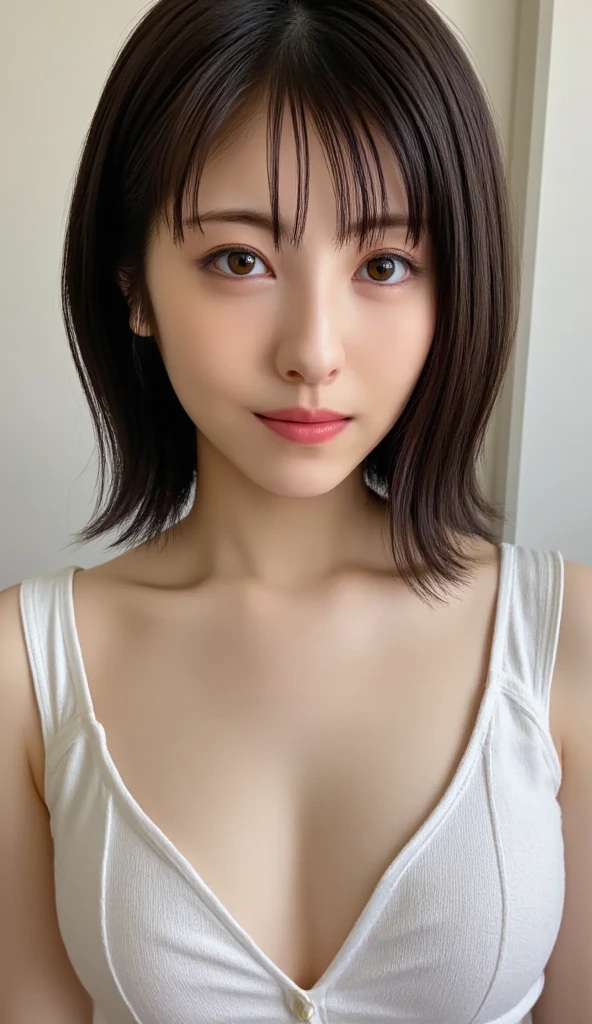 nude, Nipples, genital, ((Highest quality, 8K, Tabletop: 1.3, RAW Photos)), Sharp focus: 1.2, (1. AESPA Girl :1.1), (alone: 1.15), (Realistic, Realistic: 1.37), (whole body: 1.1), Cute face, Ultra detailed face, Bob cut with bangs, Has cleavage, Cafe, Night Bar, From below