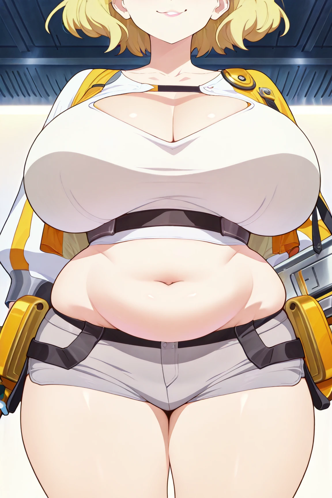 Elegg, big breast, big thigh, Not wearing pants, pussy covered in cum, bed