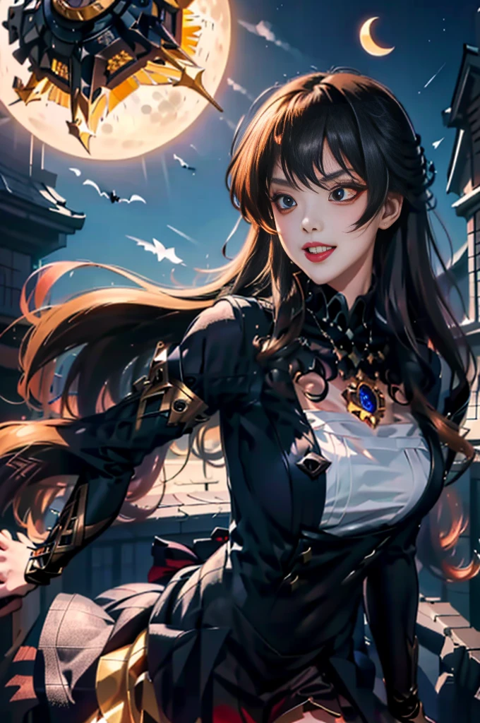 (最high quality、High resolution、Textured skin、high quality、Caution about scars、Precise CG unification、Detailed Background)、((Turn around))、(Standing in front of the full moon)、Game CG、Legion、More than one person