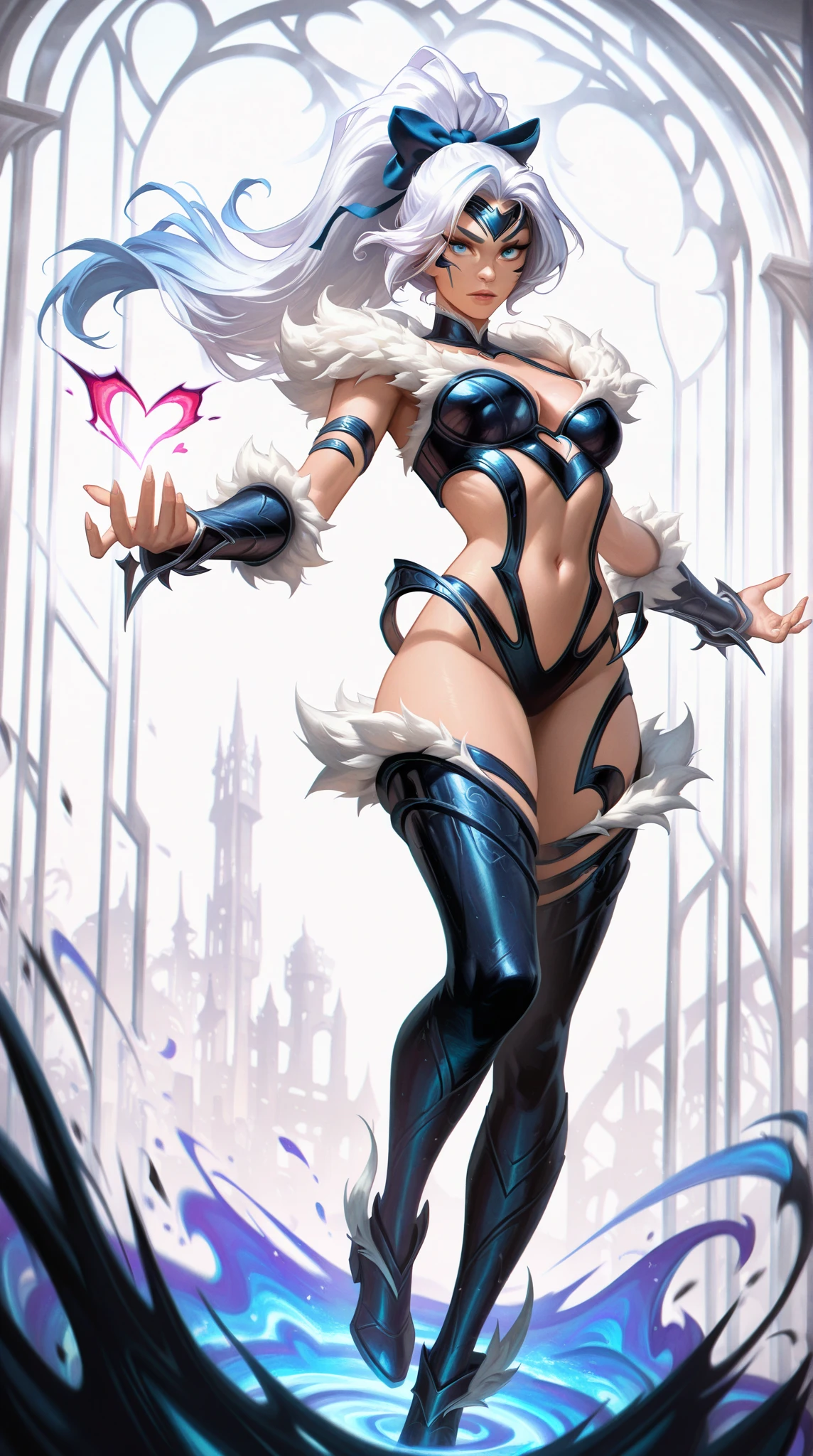 full body suits　huge tit　Big ass　Whip thighs　seductiv　a smile　succubus　blue skin