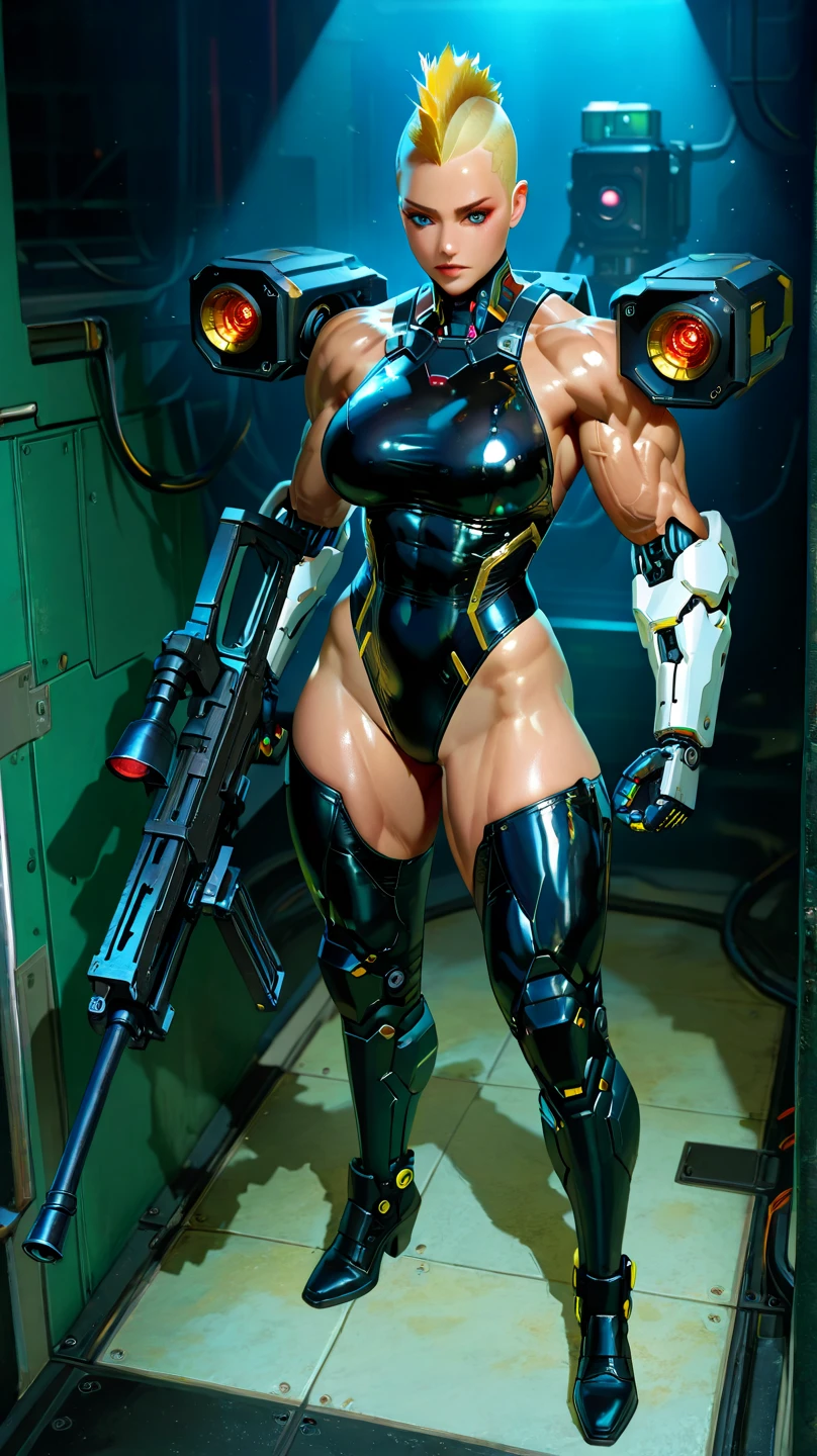 woman, tomboy haircut, pixie cut , blonde, adorned in hues of chrome silver bent down on knees, twerking, metal muscles, emanating a futuristic elegance and technological marvel, armor pump boots, chrome reflective bra, chrome silver tiara, (gigantic breasts:1.5), ((muscular)), small armband, exposed midriff, detailed eyes, ((slendered abs )),((huge breastull bodied), wide hips:1.5), slender abs,rim lighting, side light, ((pirate boots)), cinematic light, ultra high definition, 8k, film grain,best shadow, light particles, detailed skin texture, detailed gem armor texture, detailed face, intricate details, super detailed, bright, spiked heel boots