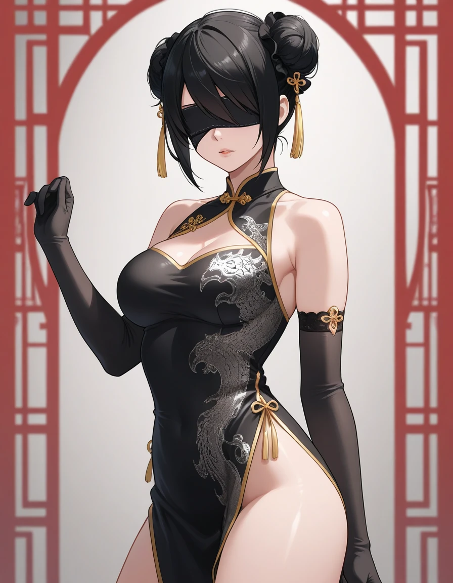 ((Top Quality, 8K, Masterpiece: 1.3)), Sharp Focus: 1.2, Cute Beauty with Perfect Figure: 1.4, Slim Big: 1.2, ((Black Casual Hairstyle, Big: 1.2, Big: 1.2)), (China Clothes with Deep Slit), (Semi-nude, Ecstatic, Standing: 1.2, Sexy Pose), (Exposed Cleavage), ((Chinatown: 1.3 created mainly in women)), very detailed face and skin texture, fine eyes, double eyelids,