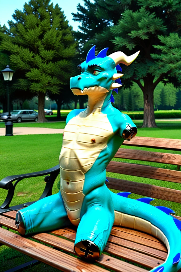 Velociraptor, male, balls, large flaccid penis, forestskin, realistic scalie, gray and blue body, jungle, angry pose, in a jungle tree, primitive clothes, by w4g4, small waist, large legs, feral, under view, perspective, muscular