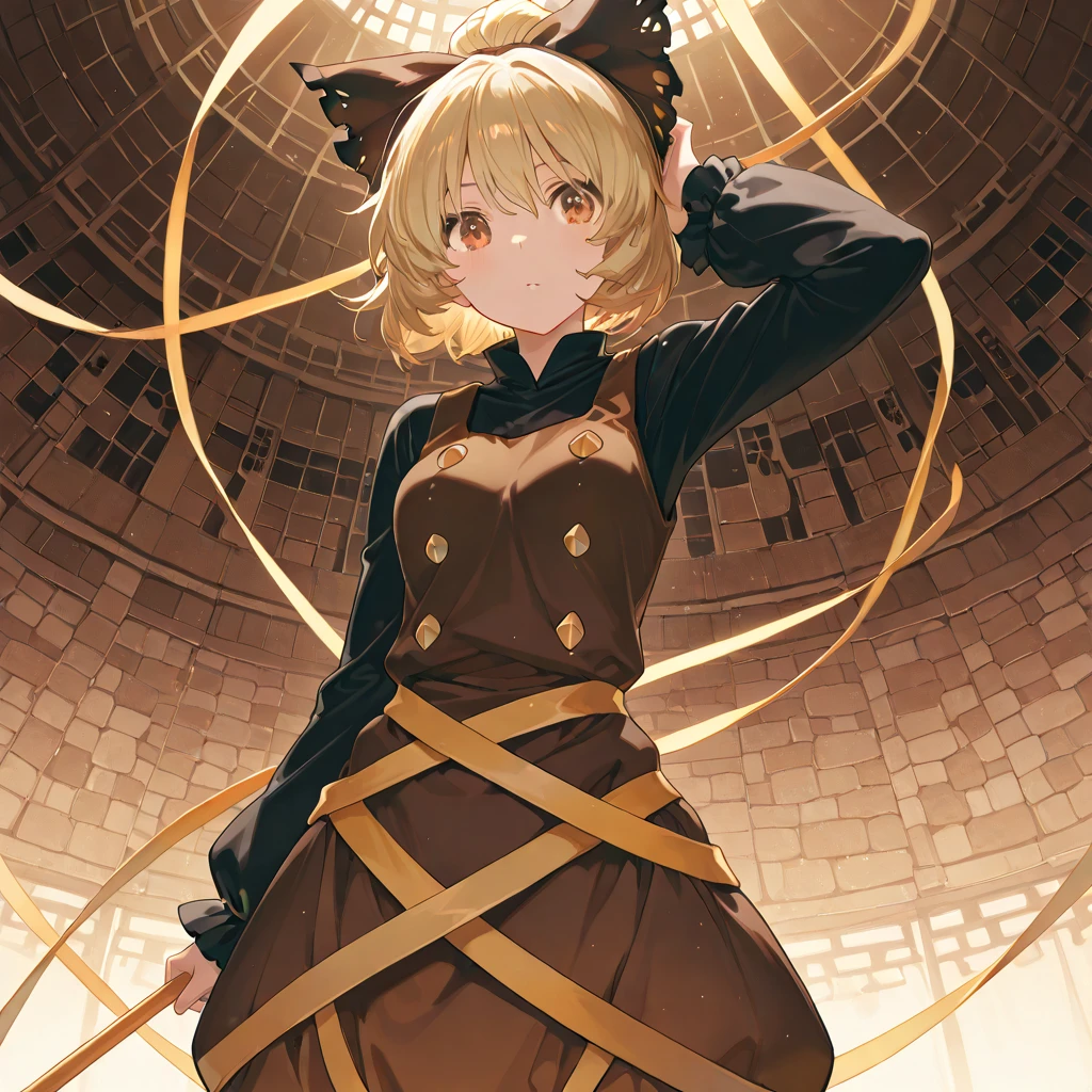 full body. High resolution, Exposed breasts, bangs, blonde, Brown Hair, ponytail, Cat ear, Maid Head Accessories, Dutch Angle, Anatomically correct, Highest quality, High resolution, masterpiece, Accurate, Attention to detail, 超High resolution, bangs, smile, Portraits, Setting diagram, Sportswear, Mecha Armament,