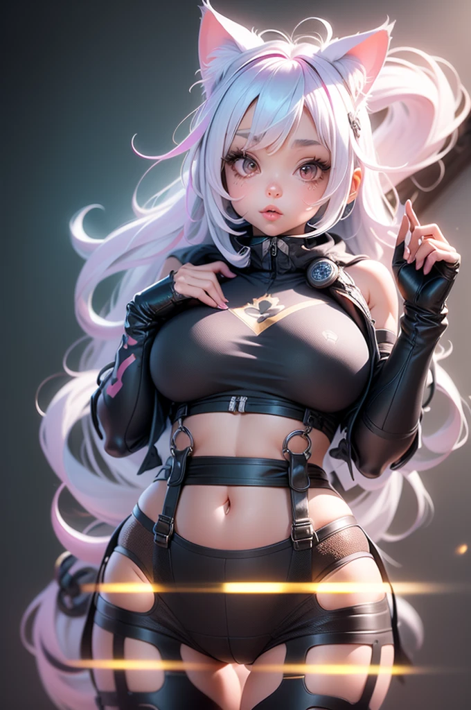 Grande, slightly sagging breasts, 1 mulher adulta madura, ((volumoso "Longas, Branco, curly hair" com franja desgrenhada)) ((menina bonita e bonito)), double eyelids, olhos detalhados, olhos hiperdetalhados, efeito de luz nos olhos, iris detailed, has an extremely sexy appearance, with incredible breasts and perfect waist, e um corpo extremamente sexy, mulher'Lace top with chain strap and pad, ripped jeans with punk accessories on the pants, maquiagem suave e jovem, clivagem (( -trabalho principal, hyper realistic, hiper detalhado, best quality, 16k, Efeito de luz e sombra na pele), delineador nos olhos, cuteexpression, separated pink lips, ((pele escura)), noite, lua lotada, bar sofisticado, luzes, mulher lindamente sedutora, pose sensual: 1, 4, olhar sedutor, sentado