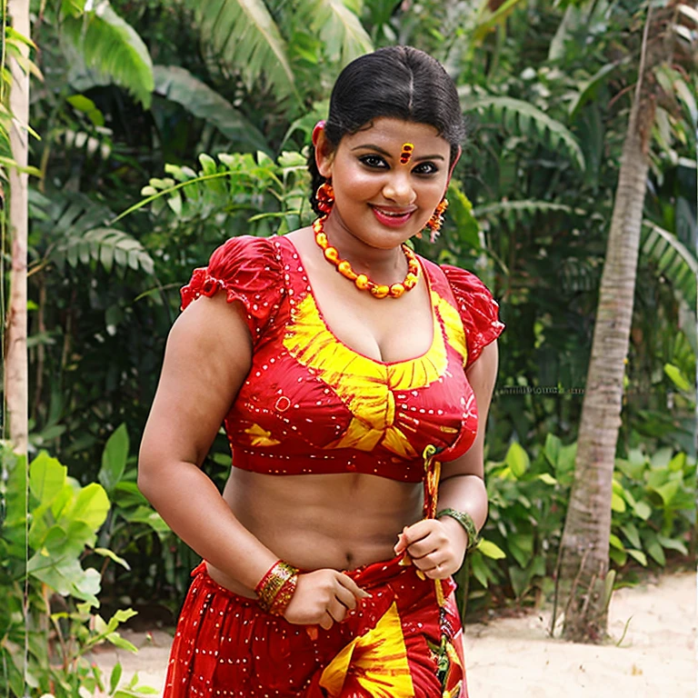 bigger breast, blouse, black saree with ref spots