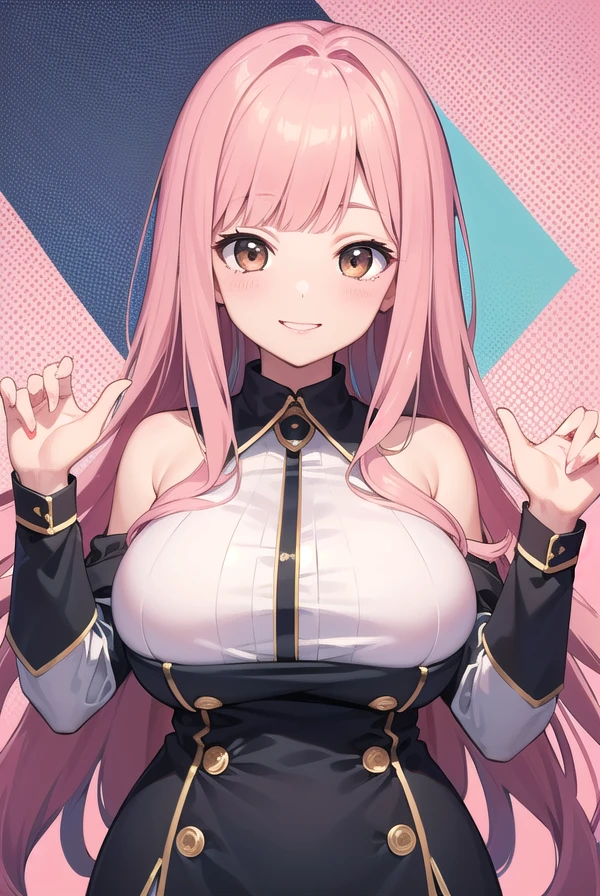 Super sexy looking teenage anime waifu with big breasts Super cute Super adorable Super gorgeous very beautiful Super kawaii gyaru high school bully popular girl pink hair purple eyes Japanese girl 