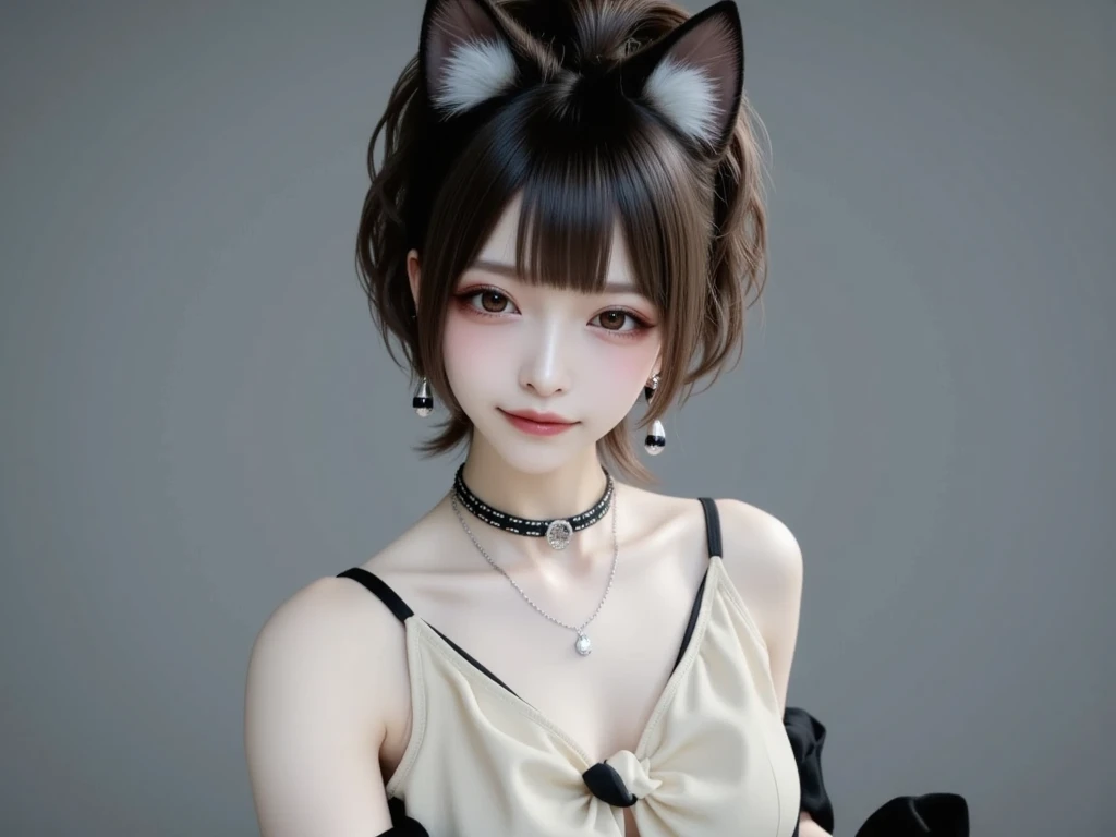 (8k, RAW photo, best quality, masterpiece:1.2), (realistic, photo-realistic:1.37), ultra-detailed, 1 girl,cute, solo, shorth hair、cute little、Cat's ears