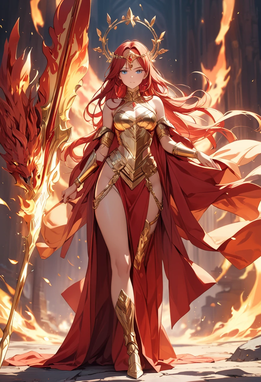16k, ultra detailed, masterpiece, best quality, (extremely detailed), arafed, dnd art, panoramic view, full body, aasimar, female, (Masterpieceת intense details:1.3), female, sorceress, casting flaming spell(Masterpieceת intense details:1.3) large feathered wings,(azure: 1.3) angelic wings spread (Masterpieceת intense details:1.3), fantasy magical heaven background (Masterpieceת intense details:1.3), moon, stars, clouds, wearing white armor (Masterpieceת intense details:1.3), high heeled boots (Masterpieceת intense details:1.3), armed with staff, (red hair: 1.4), (green eyes: 1.4), intense eyes, ultra feminine, ultra detailed face, (Masterpieceת intense details:1.5), (anatomically correct: 1.5), determined face, divine light, cinematic lighting, soft light, silhouette, photorealism, panoramic view ((Masterpieceת intense details:1.3) , Wide-Angle, Ultra-Wide Angle, 16k, highres, best quality, faize, 3D rendering, flame spirit