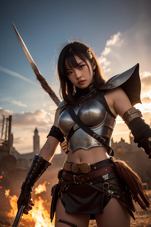 Japanese female, (underweight), (flat chest best quality:1.5),
(dungeon), sword fighting, ponytail, (metal armor:1.3), with a sword, Scene of Tension, (dark atmosphere), (in a dark and gloomy world), full body shot, birds-eye view, (bloom:1.3)