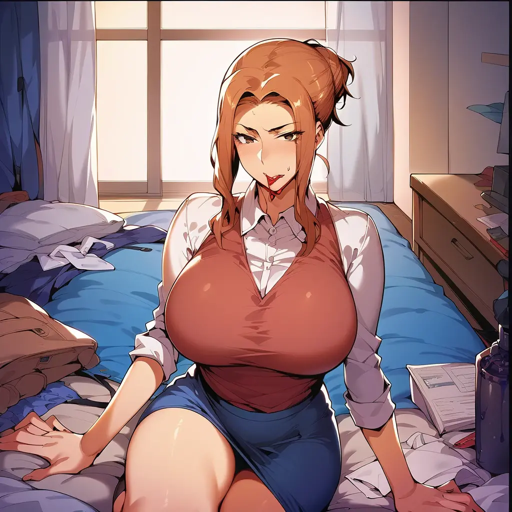 thigh gap, perfect hands, (lineart, illustration, absurdres, high quality, 8k image, atmospheric lighting, science lab cabin scene), <lora:GoodHands-vanilla:1>, <lora:RyujinStyleV2:1>, <lora:sonia by goofy ai:1> sonia, side ponytail, orange hair, heart hair ornaments, aqua eyes, eyewear on head, mature woman, green sweater dress, thighhighs, ((sitting backwards in chair, facing viewer, legs spread)) <lora:sitchair:0.7>, sitface