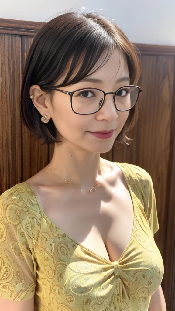 (realistic),(High resolution close-up), Portrait of a girl from chest to head, super dense skin, Beautiful lightning, Awards - winning photos,、flat chest、small breasts、、(small bust:1.2)、small bust、 (very few、flat、often stomach、black panties、Full body Esbian、medium long hair、Glasses、bright light、on the bed、thighs open、open your legs、Pee、