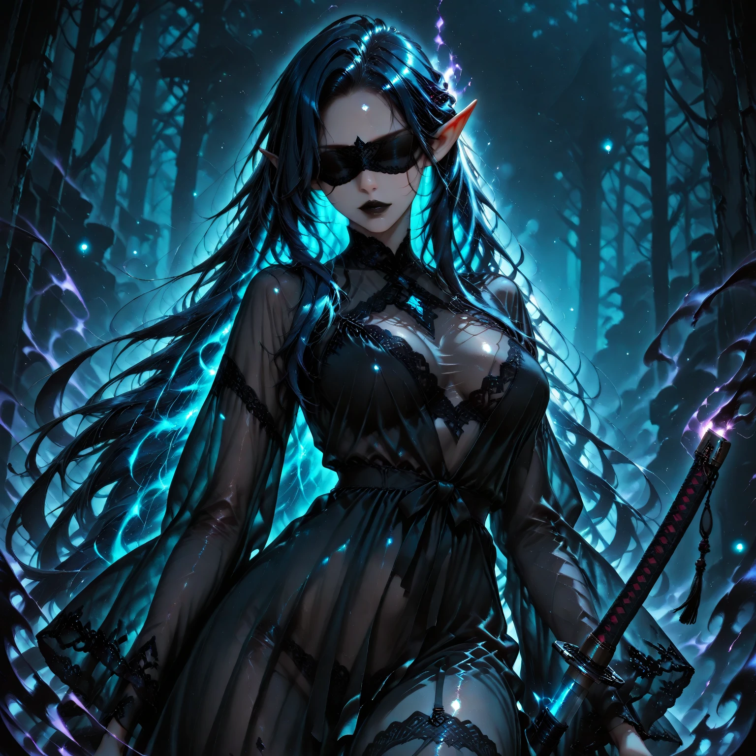 Overgrown forest life, guardian Hylia , cracked skin, black veins, loincloth,