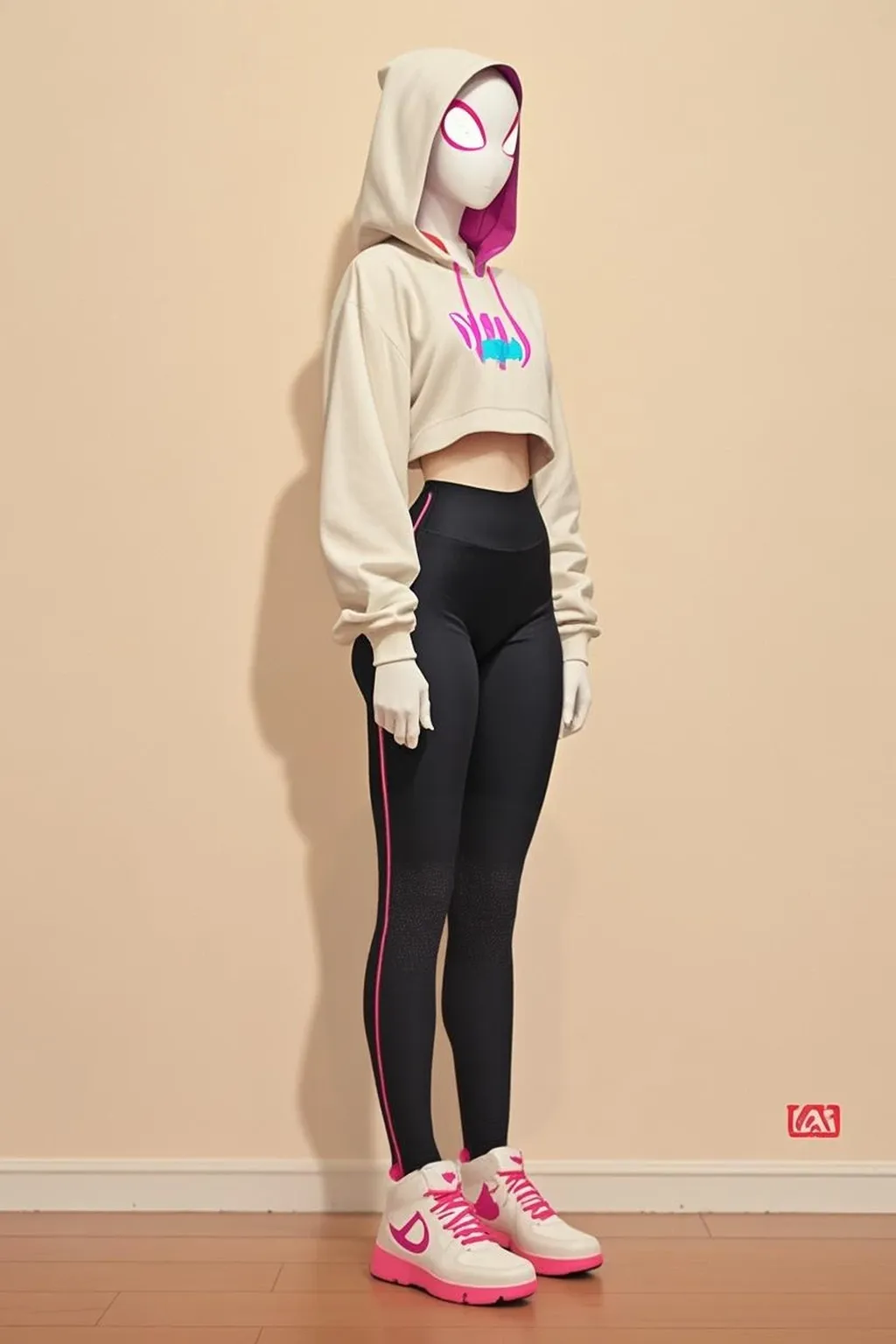 Pure white background, croptop, Kpop idol, short-sleeved T-shirt, 1 Female wearing a colorful PVC texture jacket ((movie interference)), full body, wearing sneakers, beautiful eyes, gloss, jewelry, portrait, original game painting, c4d, blender, beautiful face, black background
