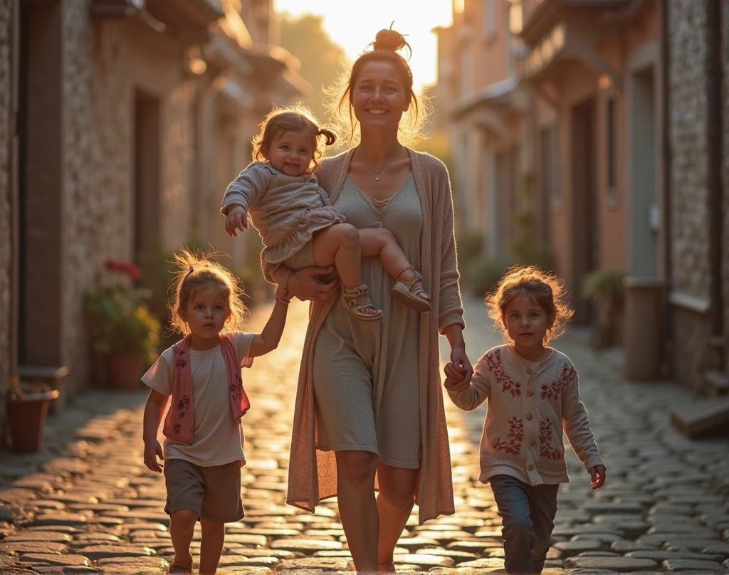 Family enjoys free time together, Feliz, 4k foto profissional, lente grande angular,