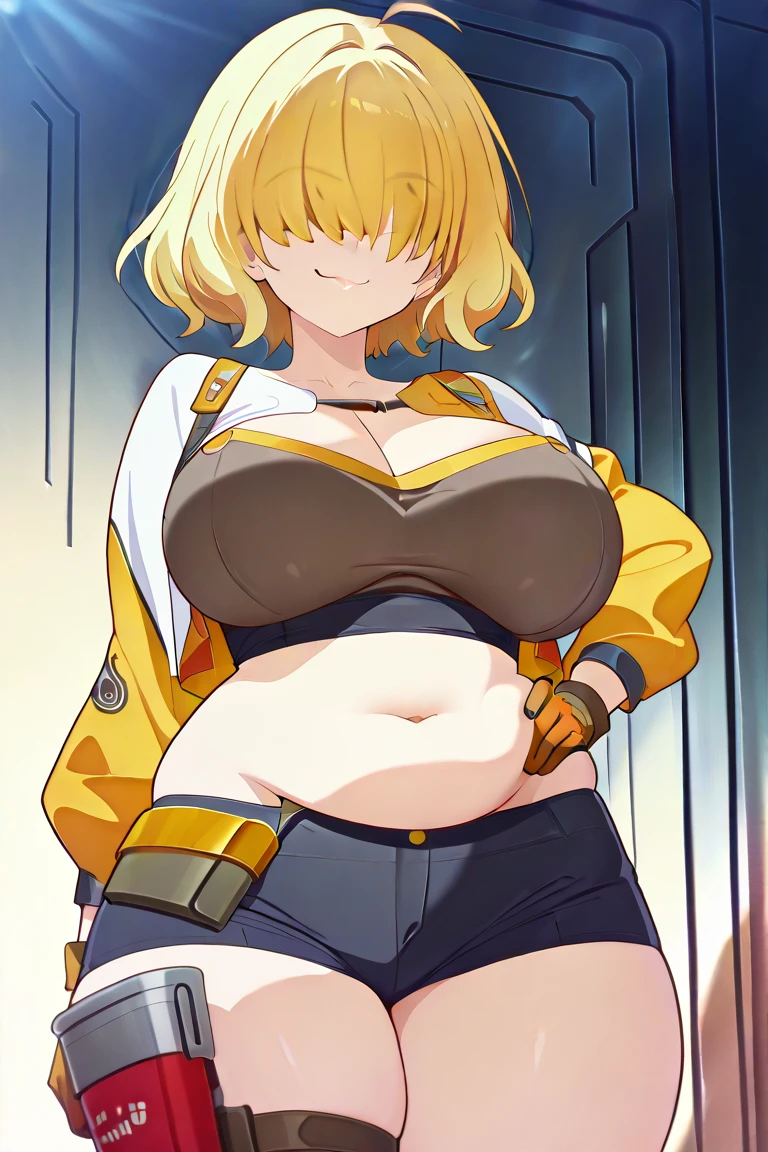 best quality, ultra-detailed,,1girl, solo, nikkeanis, cross-eyed, short_hair, open_mouth, large_breasts, brown_hair, hair_ornament, , brown_eyes,yellow_eyes, beret, cowboy shot, (bikini:1.3), beach, summer,silky pale white shiny skin