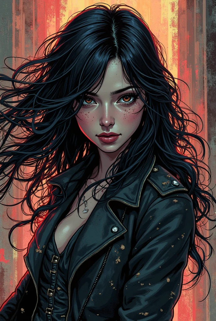 a sexy girl with a punk-gothic appearance and long hair, in the streets of the city of vampires:1.5 (art inspired by Bill Sienkiewicz, oil painting) (best quality,4k,8k,highres,masterpiece:1.2),ultra-detailed,(realistic,photorealistic,photo-realistic:1.37),intricate details,vivid colors,sharp focus,professional,Dave McKean artwork, oil touch of surrealism,oil painting style
