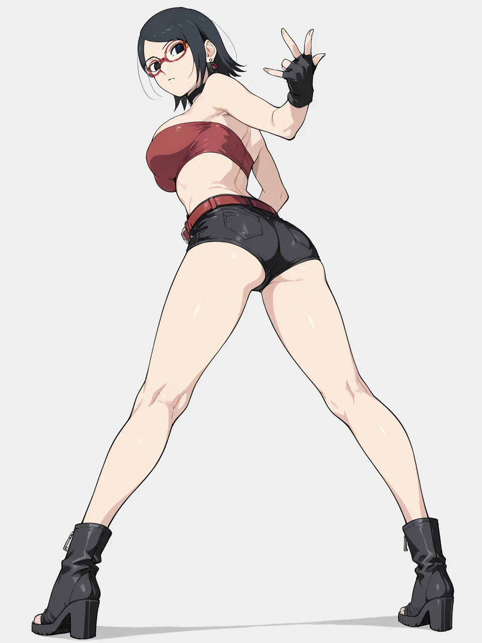 <lora:MsFortune:1.1>, ms. fortune \(skullgirls\), score_9, score_8_up, score_7_up, 1girl, solo, white hair, short hair, blue top, short shorts, underboob, medium breasts, big ass, full body, <lora:Methonium-Prod-1024:1>