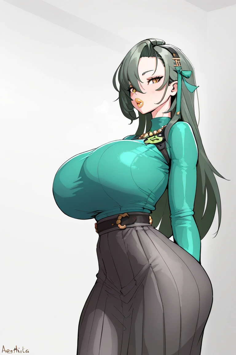 <lyco:YuukaKazamiV2:0.7>, YuukaKazami, huge_breasts, solo, standing, red eyes, china dress, masterpiece, best quality, detailed face, detailed eyes, highres,