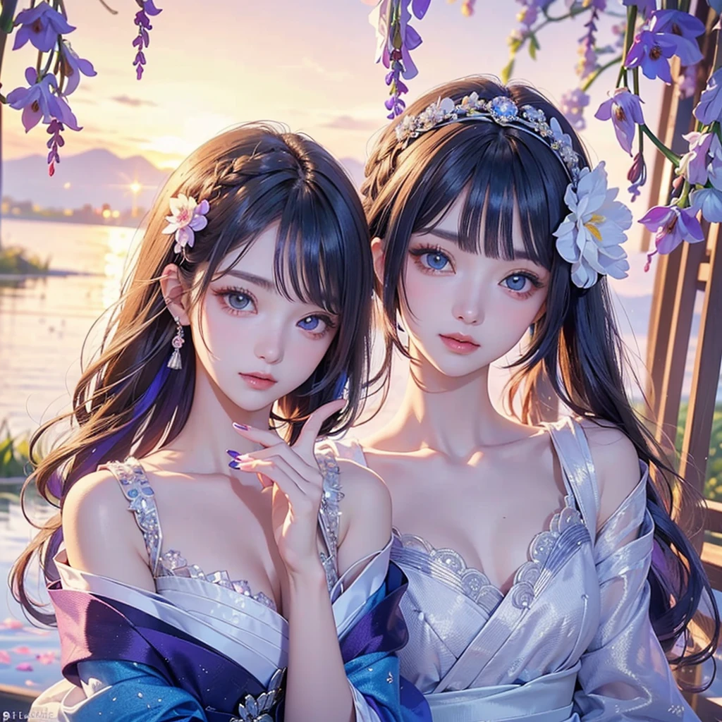 1人の女性、(Raise the corners of your mouth and smile、Open your mouth a little、lipgloss)、dreamlikeart、Highly detailed airbrush art(((Ultra CG))、intricate detailes、Volumetric lighting、(masterpiece:1.2)、(top-quality)、4K、The ultra-detailliert、Highly detailed colorful details、(Irridescent color:1.2)、(Bright lighting、Atmospheric lighting)、dream-like、Magical、dynamic compositions、Ray traching、The mirror reflects light、Shallow depth of field、ultra-detailliert、mixing exposure、nffsw