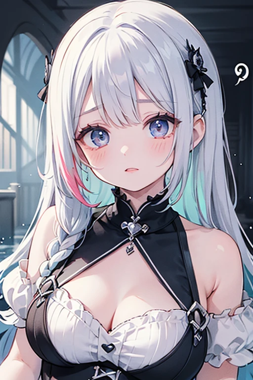 (((Are standing)))),((Tied up with rope)),((Lots of rope)),fgo anastasia,((Wrapped in countless ropes)), ((Both arms are tied behind their backs))blue eyes, Grey Hair, Hair between the eyes, (Hair on one eye:1.5), Long Hair, bangs,Exposed shoulders,Beautiful eyes like jewels,((((((Portrait of a single person)))))),((Are crying)),((Blushing)),
break , brown hair band, dress, Fur trim, hair band,,, tachi-e, White Bikini,
break (masterpiece:1.2), Highest quality, High resolution, unity 8k wallpaper, (figure:0.8), (Beautiful attention to detail:1.6), Highly detailed face, Perfect lighting, Highly detailed CG, (Perfect hands, Perfect Anatomy),