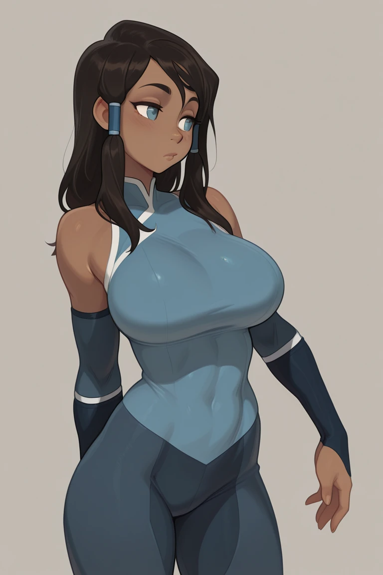 score_9, score_8_up, score_7_up, score_6_up, BREAK Candice from pokemon, wearing bicycle outfit, big breasts, seductive smirk, hands holding own hips, sweating, in a forest