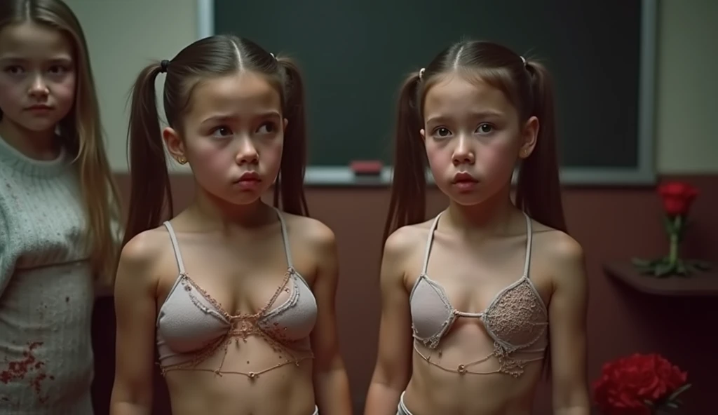 beautiful little 8 year old girl standing in front of a worn robot staring into each other's eyes, photorealism, photographic look, RAW style, highly detailed, ultra high definition