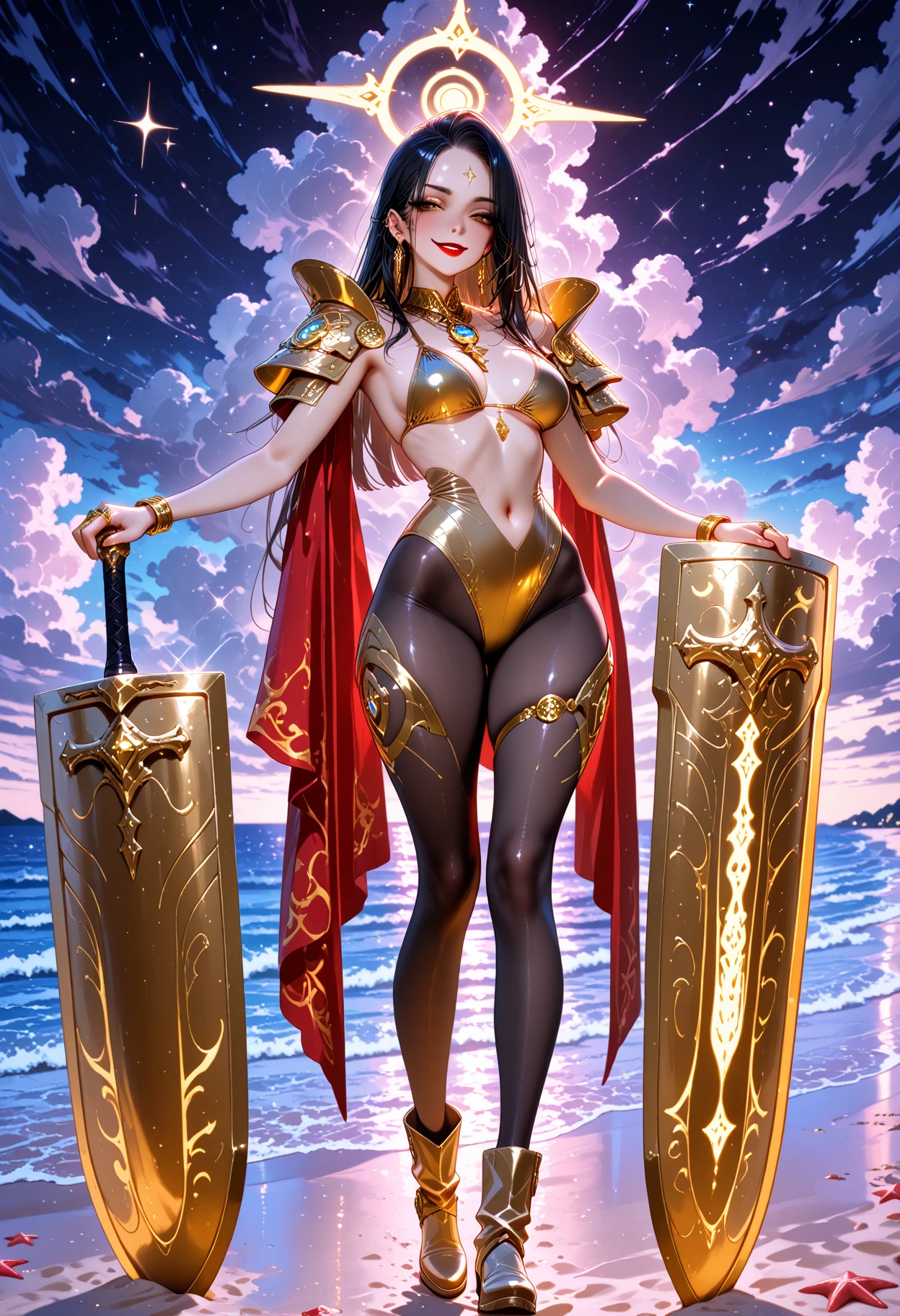 a cartoon of a woman in a white dress and red cape holding a sword, she-ra, she - ra, girl of the zodiac knights, modern portrait of darna, intergalactic princess, the sailor of the galaxy. comely, the princess of power, the goddess Artemis smiling, Cory Chase como Atlante, also known as artemis, o selene, (full body standing image:1.8), blue colored eyes, blue colored eyes brilhantes, 
([long hair hair]:1.8), (full body:1.8), (upper body up:0.3), (hyper realistic:1.4), (realistic:1.3), (best quality real texture skin),
Detailed eyes, detailed face, PERSEPHONE, (SFW:1.5)
Hyperrealistic, huge saggy breasts,
