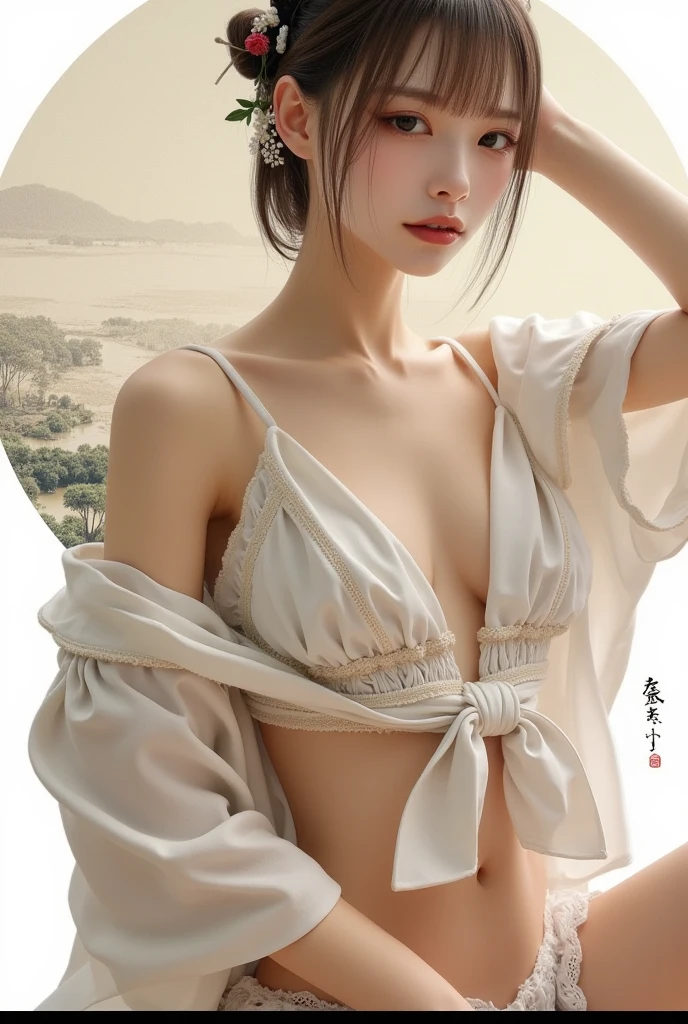 ((top-quality、masuter piece:1.3))、２０1 year old girl、Beautiful girl emphasizing slender abs:1.3、(Shortcut Side Ponytail Hair、huge-breasted:1.2)、(((Touching the pubic area with your hand:1.2、Climax face)))、hyperdetailed face、A detailed eye、二重まぶた、Face of sexual pleasure、Panting face、Iki face、Beautiful expression、barechested、sexypose、((Inviting attitude、barechested))、a wet body、((barechested、Climax posture、Touching the pubic area with your hands、see-through yukata))、You can see the shape of the nipple、(((The nipple is visible、Pubic area visible)))、(((Shortcut Side Ponytail Hair、Climax face、Touching the pubic area with your hand)))、Raw photo、Face in love、no panty、no-bra、see-through yukata、Photo Quality、Toned waist、Beautuful Women、Beautiful waist constriction、On the way to take off your panties、The pubic area gets wet and the juice drips., (top-quality), (ultra-detailliert), (​masterpiece), (wall-paper), (详细的脸), (dynamicposes)、(((Open your pubic area with your fingers to show off)))、Open your legs、The crotch is soaking wet、Beautiful crotch、Raw photo from thigh up、Stand up and open your legs、Stand with your legs wide open、Fully see-through attire、Beautuful Women、(((Correct hand、Correct fingers、Two arms、Five Fingers、Precise human body structure)))、Beautuful Women