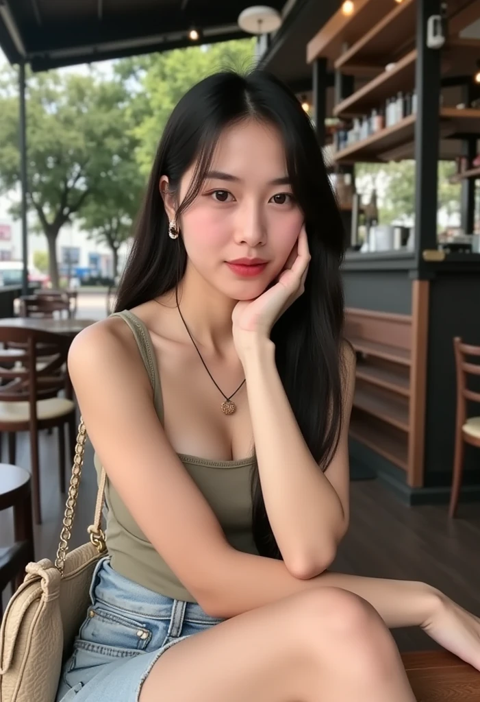 ((highest quality、8K、masterpiece:1.3))、sharp focus:1.2、Beautiful Japanese idol with perfect body:1.4、(Starbucks open cafe:1.2)、Terrace seats、Highly detailed face and skin texture、 detailed eye、double eyelid、black suit,