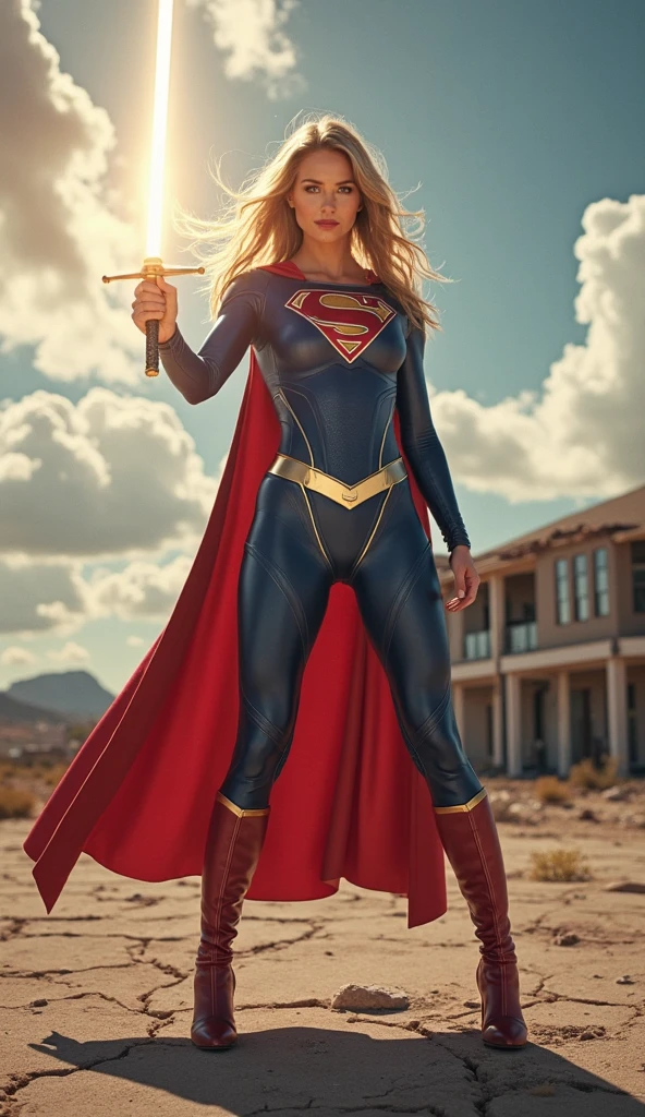 photo of 1girl, (a woman m111y:1.1), Milly Alcock, short golden_hair, (exposed privates), (small boobs), vagina, (flatchest), nsfw, look at viewer, (upper body bending forward towards viewer:1.3), big ass,slim waist, hourglass shape, thick thighs, beautiful, muscular, condescending look, (SteppedPOV:1.5), red cape, (flying in sky), evil, (supermansuit, blue bodysuit:1.2),huge cape, majestic cape, intricate details, masterpiece, absurdres, best quality, ultra-detailed, illustration, sharp focus, natural lighting, vivid colors, full body, crossed arms, superhero,
wide shot, outzoomed, wide angle,
<lora:SteppedOn:1>
<lora:Milly_Alcock-v1:0.85>
<lora:attire_superman:0.15>
modern city skyline background,