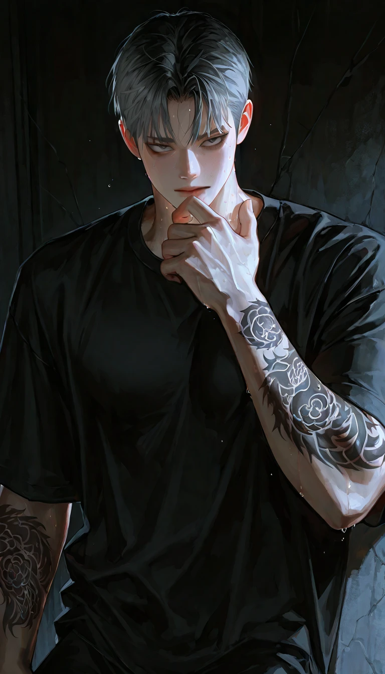 a close up of a person with tattoos on their arms, handsome guy in demon slayer art, male anime style, male anime character, artwork in the style of guweiz, trending on deviant art, anime character; full body art, lil peep, 8k high quality detailed art, ross tran style, high quality fanart, neoartcore and charlie bowater